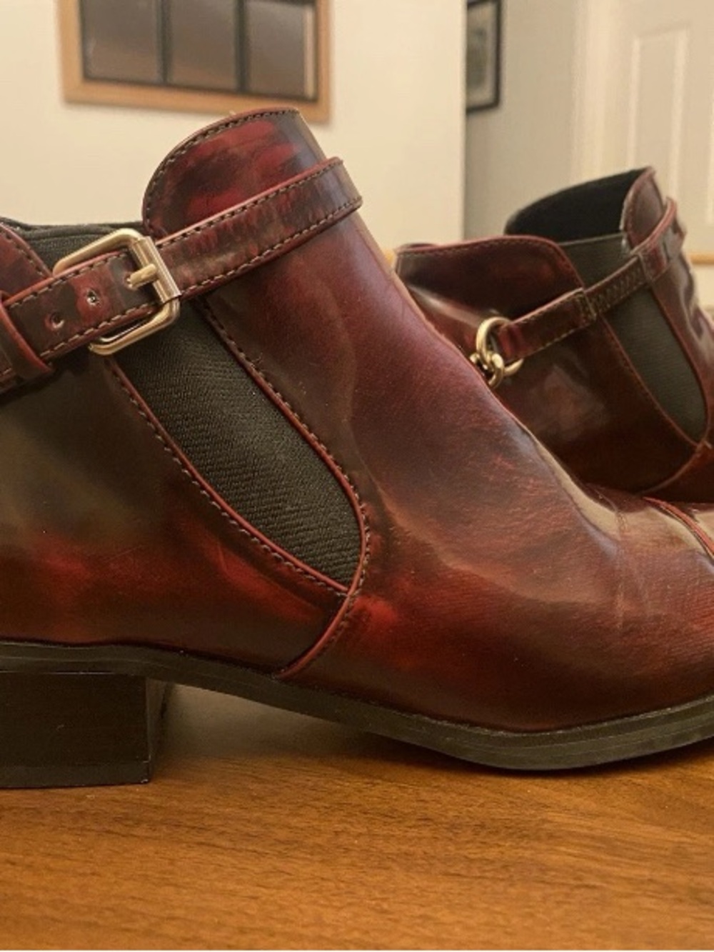 Tildon Burgundy Red Leather Ankle Booties